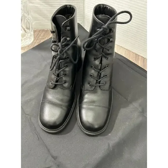 Caressa Lark Leather Boot Vintage black Block heel Size 7 - Picture 4 of 9